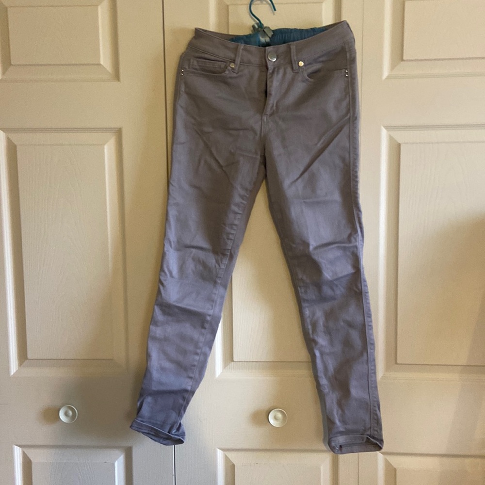 seven 7 High rise skinny light grey stretch jeans